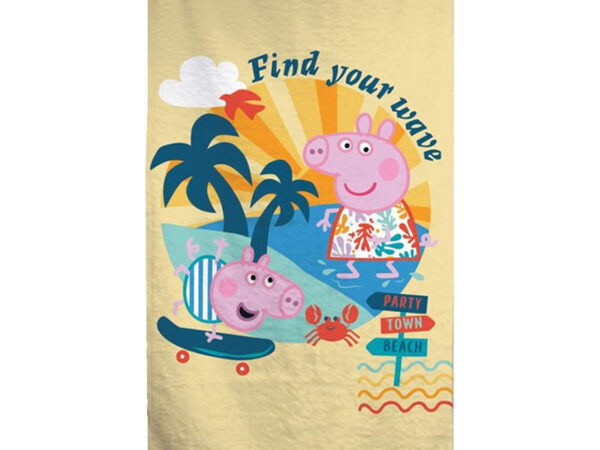 Πετσέτα μπάνιου Peppa Pig Wave, πετσέτα θαλάσσης 70x140cm (Γρήγορο στέγνωμα)