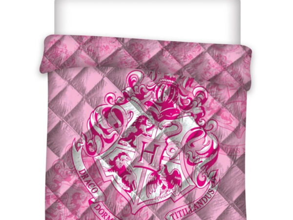 Χάρι Πότερ Χόγκουαρτς Ροζ καπιτονέ κάλυμμα κρεβατιού, πάπλωμα 240x220εκ.