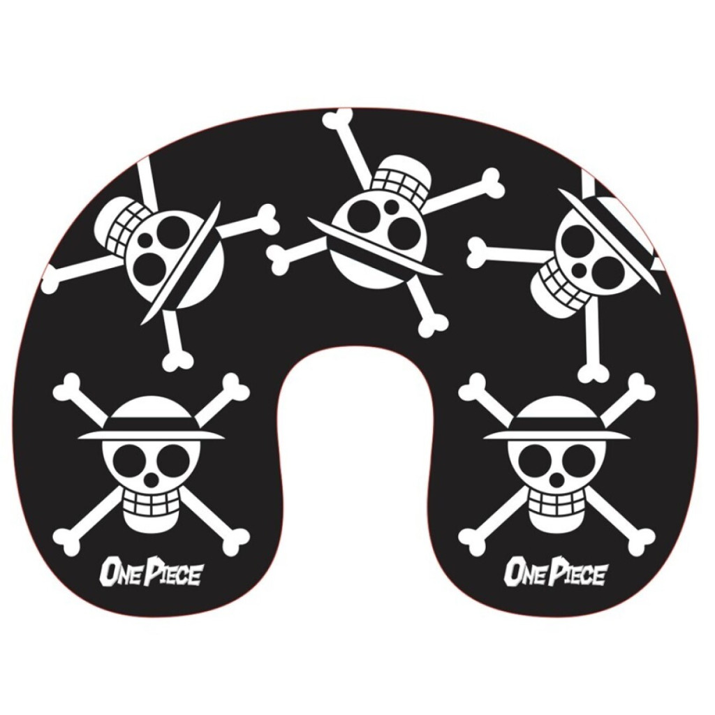 AYM079623 Μαξιλάρι ταξιδιού One Piece Black Skull, μαξιλάρι λαιμού - Image 1