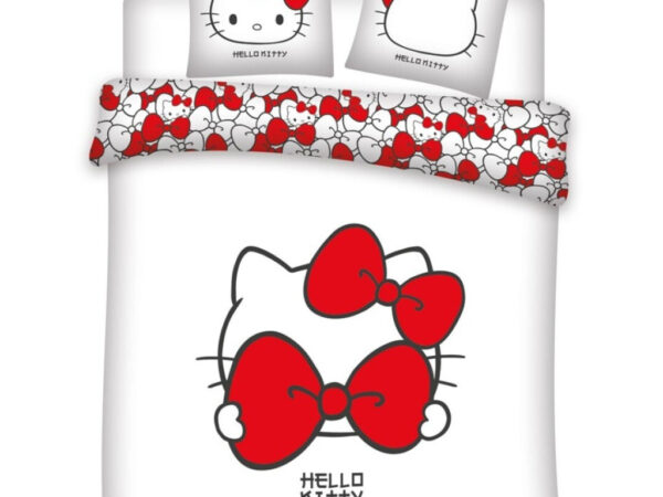 Hello Kitty Red Bow διπλή παπλωματοθήκη 240x220cm, 65x65 cm