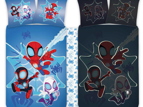 Spidey που λάμπει στο σκοτάδι, σετ κλινοσκεπασμάτων για παιδιά 100x135cm, 40x60cm