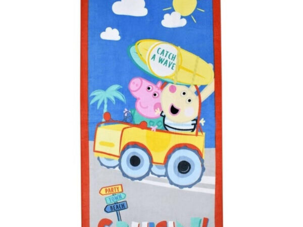 Πετσέτα μπάνιου Peppa Pig Catch a Wave, πετσέτα θαλάσσης 70x140εκ.