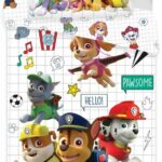 Σετ παιδικών λευκών ειδών Paw Patrol Grid 100-140cm, 40-45cm