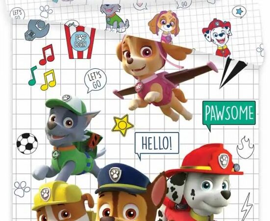 Σετ παιδικών λευκών ειδών Paw Patrol Grid 100-140cm, 40-45cm