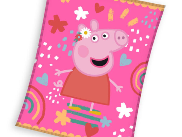 Κουβέρτα Peppa Pig Piggy Tales από κοραλί φλις 130x160εκ.