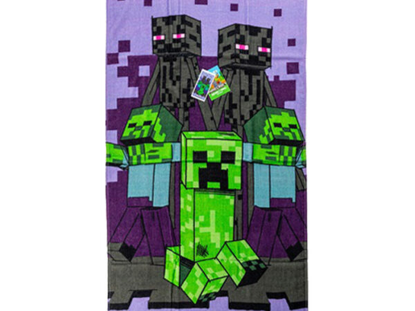 Πετσέτα μπάνιου Minecraft Purple, πετσέτα θαλάσσης 70x140εκ.