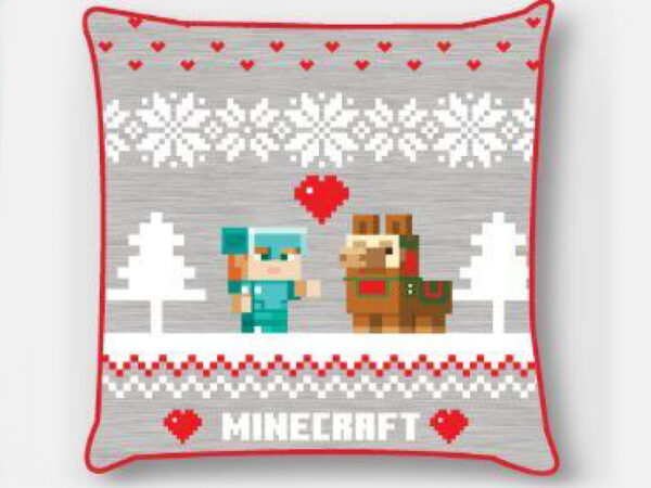 Διακοσμητικό κάλυμμα μαξιλαριού Minecraft Holiday Χριστουγεννιάτικο 40x40 εκ. Βελούδο