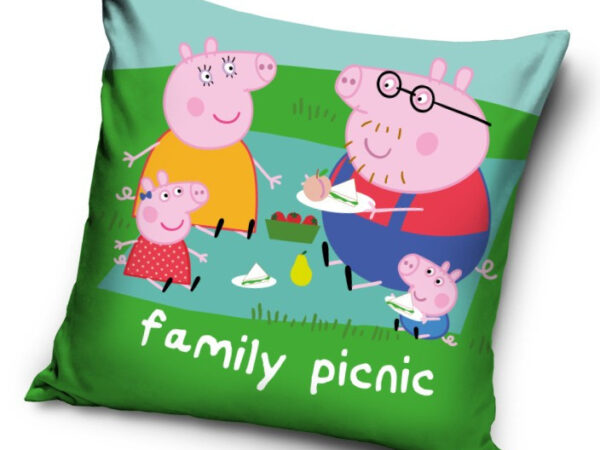 Κάλυμμα μαξιλαριού Peppa Pig Picnic από βελούδο 40x40 εκ.