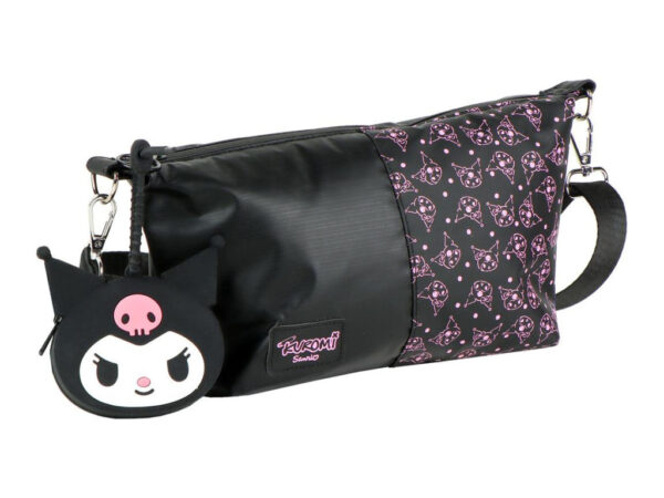 Μαύρη τσάντα Kuromi, τσάντα ώμου με πορτοφόλι 27 εκ.