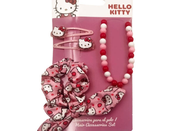 Σετ κολιέ και αξεσουάρ μαλλιών Hello Kitty ροζ