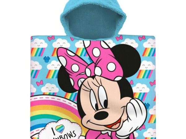 Πόντσο πετσέτας θαλάσσης Disney Minnie Rainbows 60x120 εκ.