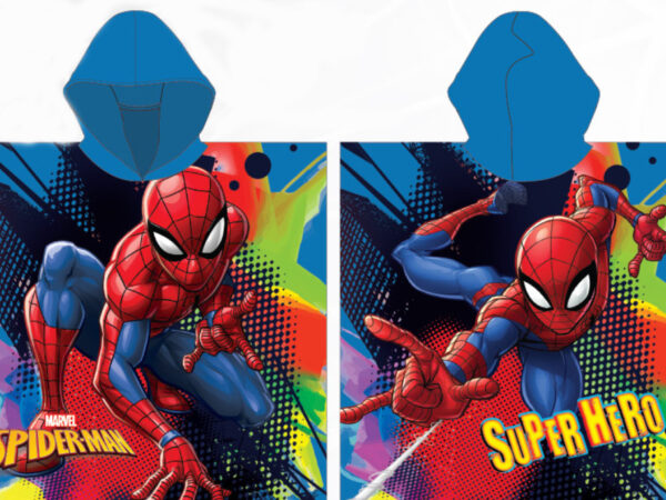 Πόντσο με πετσέτα θαλάσσης Spiderman Blue 55x110 εκ. (Γρήγορο στέγνωμα)