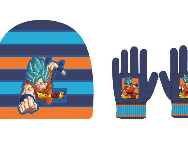 Σετ παιδικού σκούφου και γαντιών Dragon Ball Saiyan σε μπλε χρώμα