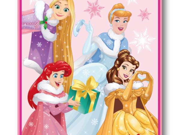 Χριστουγεννιάτικη Κουβέρτα από Φλις με Πριγκίπισσες της Disney με Νεράιδα 100x140εκ.