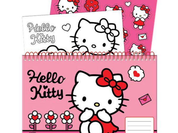 Μπλοκ σχεδίασης Hello Kitty Sweetheart A/4 με σπιράλ και 40 φύλλα και αυτοκόλλητα