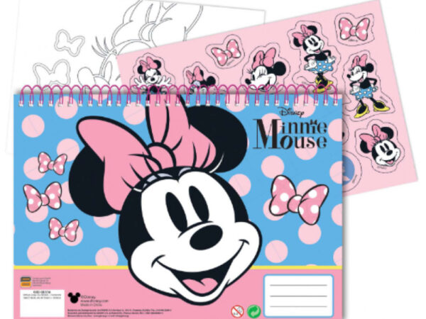 Μπλοκ σχεδίασης σπιράλ Disney Minnie Joy A/4 με 40 φύλλα και αυτοκόλλητα