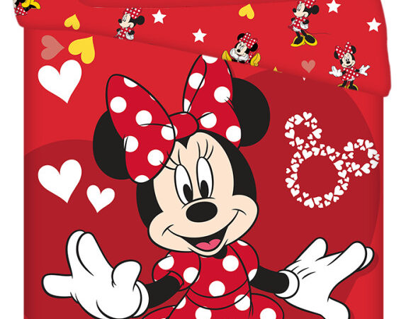 Κάλυμμα σεντονιού Disney Minnie Love & Stars 140-200 εκ., 70-90 εκ.