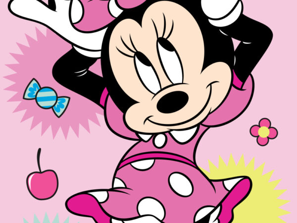 Πετσέτα μπάνιου Disney Minnie Rainbow, πετσέτα θαλάσσης 70x140εκ.