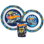 Σερβίτσιο Hot Wheels Blue Fire, σετ από μικροπλαστικό με κύπελλο 260 ml