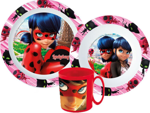 Σετ φαγητού Miraculous Ladybug Heroes, σετ μικροπλαστικού με κούπα 350 ml