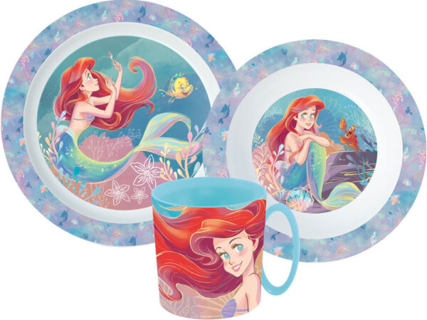 Σετ σερβιρίσματος Disney Princess Ariel, σετ μικροπλαστικού με κούπα 350 ml