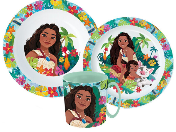 Σετ φαγητού Disney Vaiana Lagoon, σετ από μικροπλαστικό με κούπα 350 ml