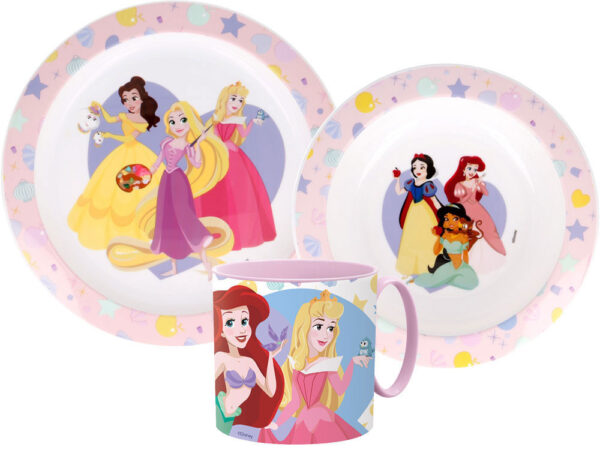 Σετ φαγητού Disney Princess True, σετ μικροπλαστικού με κούπα 265 ml