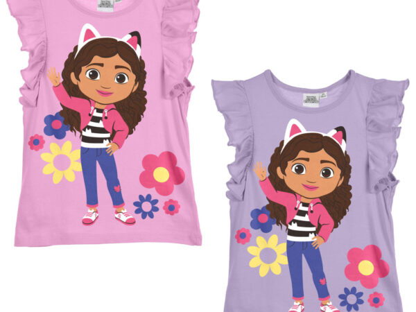 Παιδική μπλούζα με κοντό μανίκι Gabby's Dollhouse Flowers, 3-8 ετών