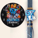 Πασχαλινή Λαμπάδα 67 έξι εφτά (six seven) με ρολόι με όνομα