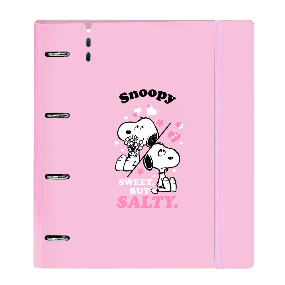 Snoopy A4 cardboard 4 rings binder with sheets Snoopy A4 cardboard 4 rings binder with sheets - Image 1