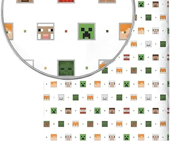 Minecraft Κατωσέντονο Μονό 90x200cm με Λάστιχο + 25cm – 100% Βαμβάκι
