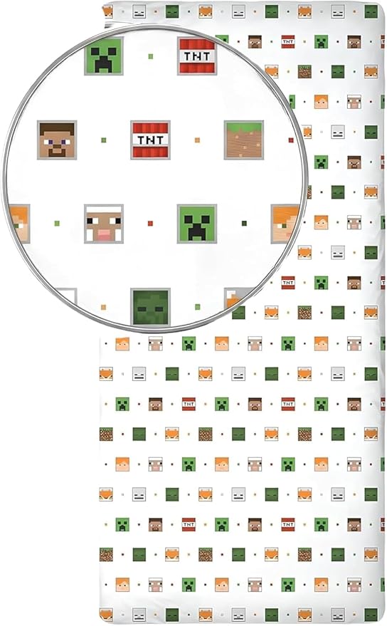 615pvWKofhL._AC_SY879_ Minecraft Κατωσέντονο Μονό 90x200cm με Λάστιχο + 25cm – 100% Βαμβάκι - Image 1