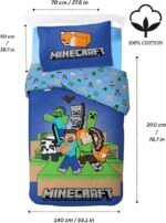 Minecraft Παιδικό Σετ Κρεβατιού Μονό 140x200 cm με Μαξιλαροθήκη 50x70 cm – Ready to Survive - Image 3