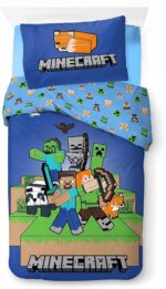 Minecraft Παιδικό Σετ Κρεβατιού Μονό 140x200 cm με Μαξιλαροθήκη 50x70 cm – Ready to Survive