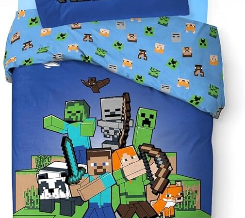 Minecraft Παιδικό Σετ Κρεβατιού Μονό 140x200 cm με Μαξιλαροθήκη 50x70 cm – Ready to Survive