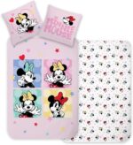 Σετ Παπλωματοθήκη Minnie Mouse 100x135cm με Μαξιλαροθήκη 40x60cm – 100% Βαμβάκι