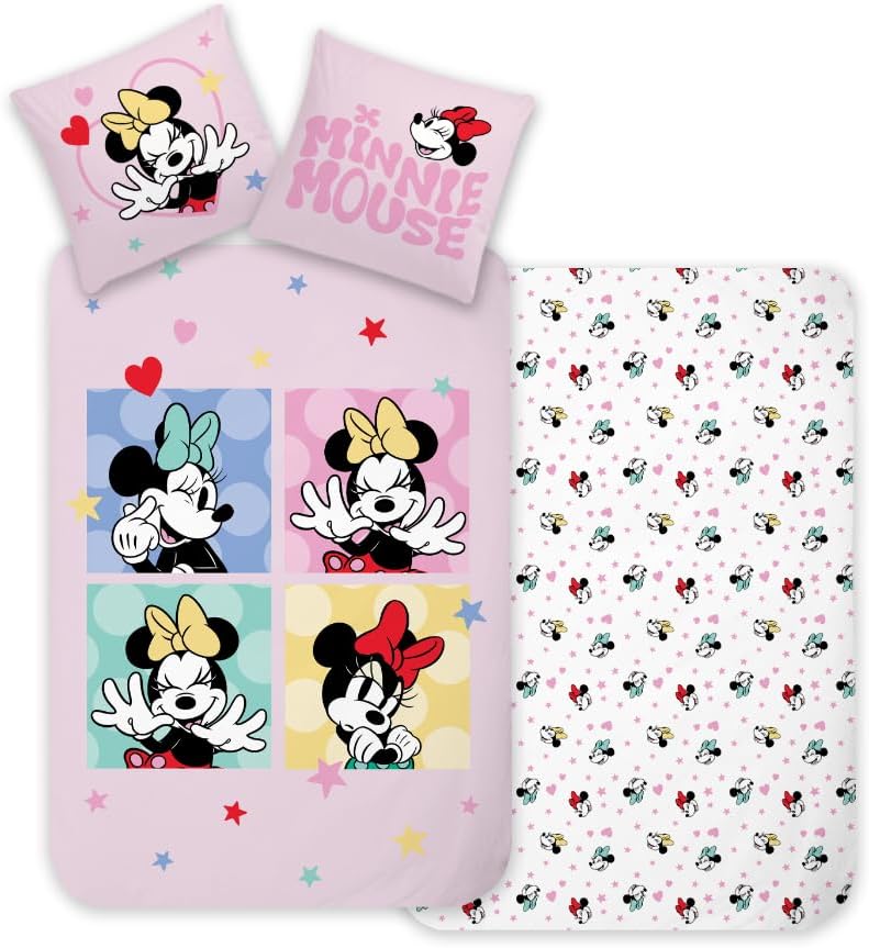 61gP+uafmAL._AC_ Σετ Παπλωματοθήκη Minnie Mouse 100x135cm με Μαξιλαροθήκη 40x60cm – 100% Βαμβάκι - Image 1
