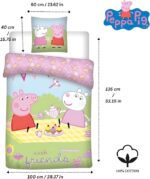 Σετ Παπλωματοθήκη Peppa Pig παιδικού κρεβατιού 100x135cm με Μαξιλαροθήκη 40x60cm – 100% Βαμβάκι - Image 3