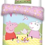 Σετ Παπλωματοθήκη Peppa Pig παιδικού κρεβατιού 100x135cm με Μαξιλαροθήκη 40x60cm – 100% Βαμβάκι