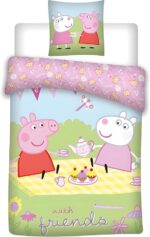 Σετ Παπλωματοθήκη Peppa Pig παιδικού κρεβατιού 100x135cm με Μαξιλαροθήκη 40x60cm – 100% Βαμβάκι