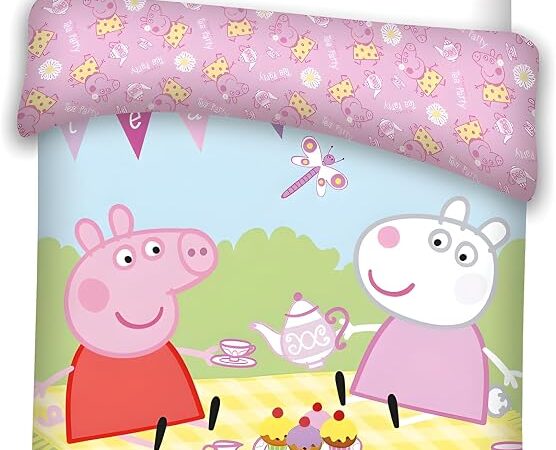 Σετ Παπλωματοθήκη Peppa Pig παιδικού κρεβατιού 100x135cm με Μαξιλαροθήκη 40x60cm – 100% Βαμβάκι