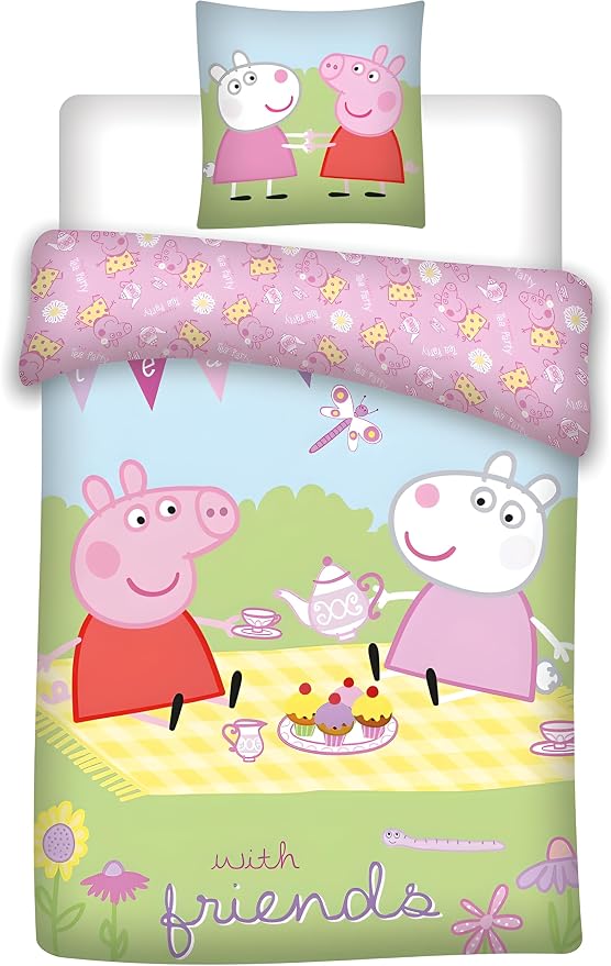 71pml8SNETL._AC_SY879_ Σετ Παπλωματοθήκη Peppa Pig παιδικού κρεβατιού 100x135cm με Μαξιλαροθήκη 40x60cm – 100% Βαμβάκι - Image 1