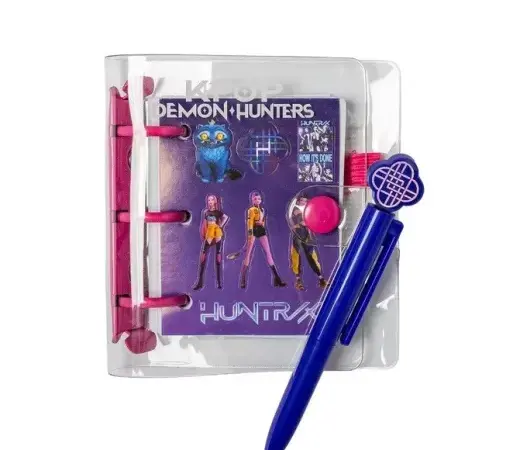 K-pop Demon Hunters Purple Mini Σημειωματάριο A6 με Στυλό & Αυτοκόλλητα