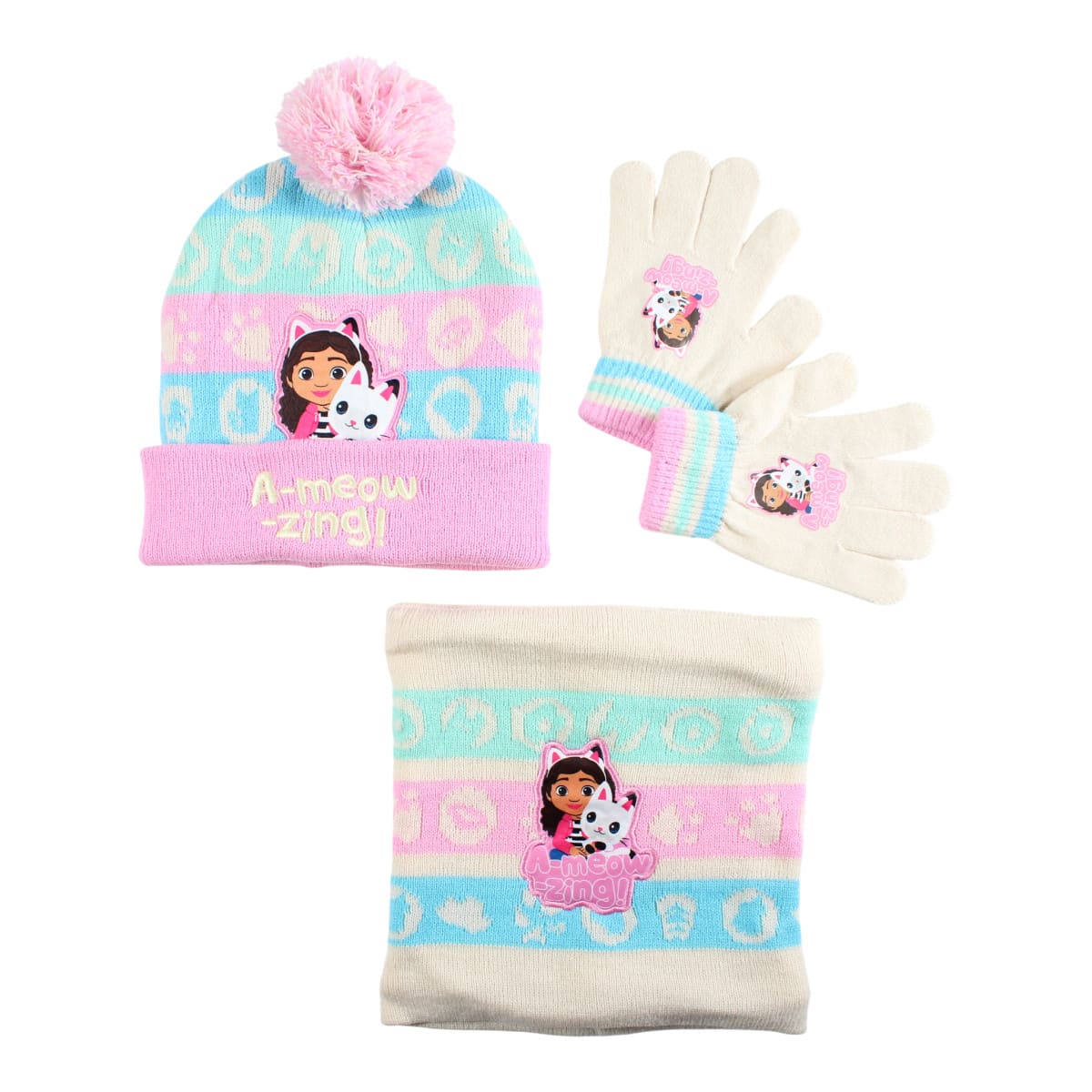 https___www.kiddystores.fr_149295_gabby-snood-hat-and-mittens-for-girls Gabby’s Dollhouse Παιδικό Σετ Σκούφος, Γάντια & Κασκόλ - Image 1
