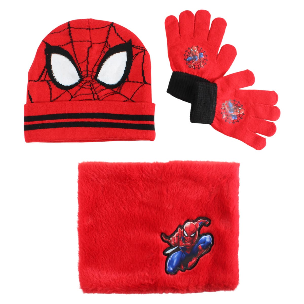 https___www.kiddystores.fr_151612_spiderman-hat-gloves-snood-boy Spiderman Σετ Σκούφος, Γάντια & Κασκόλ Λαιμού - Image 1