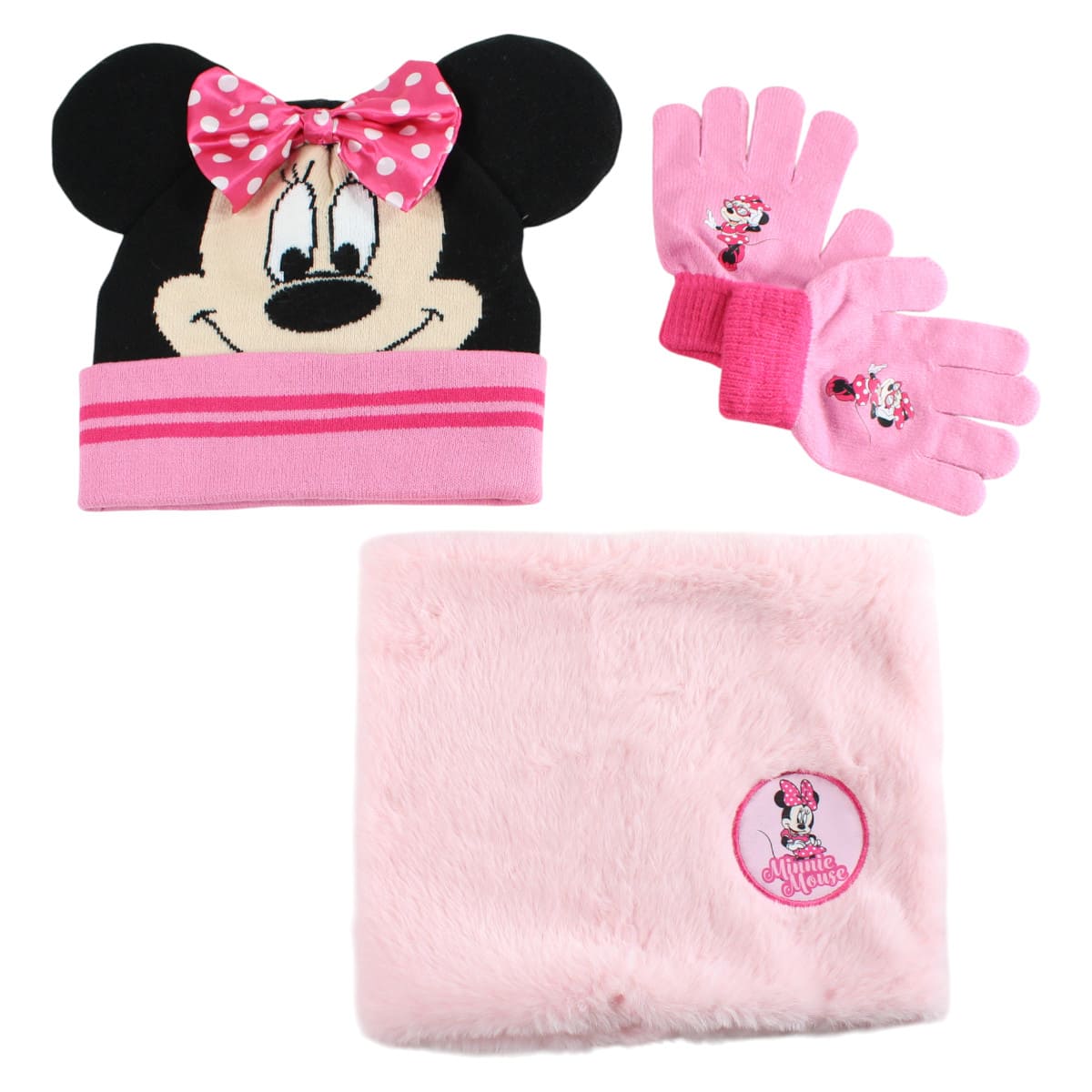 https___www.kiddystores.fr_151617_girls-minnie-hat-and-gloves-snood Minnie Σετ Σκούφος, Γάντια & Λαιμός - Image 1