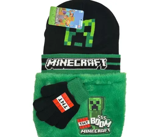 Minecraft Παιδικό Σετ Σκούφος, Κασκόλ & Γάντια Boom Deluxe